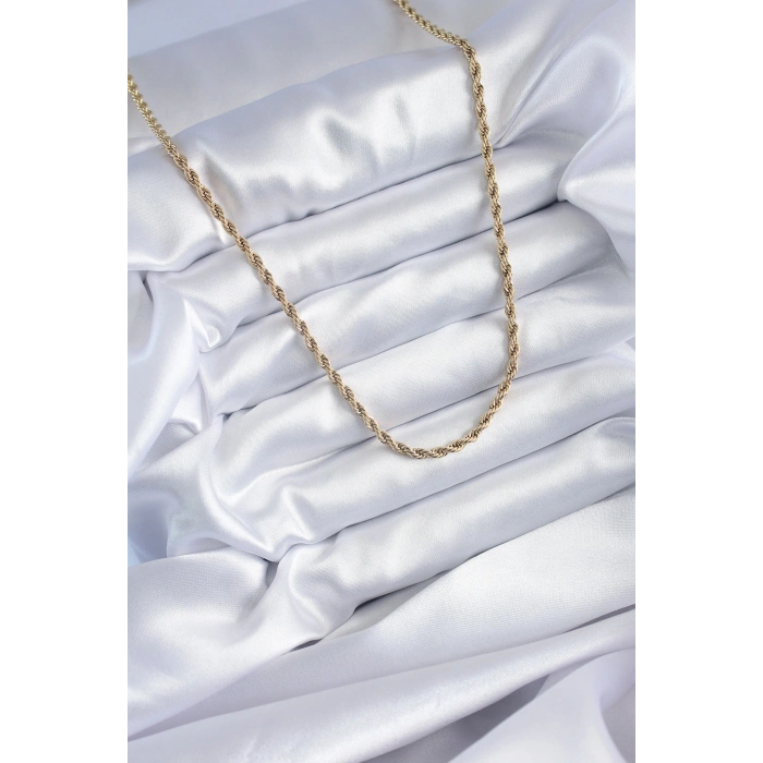 Nevamel® 316L Çelik Gold Renk 60 cm Burgu Model Kadın Kolye 5886