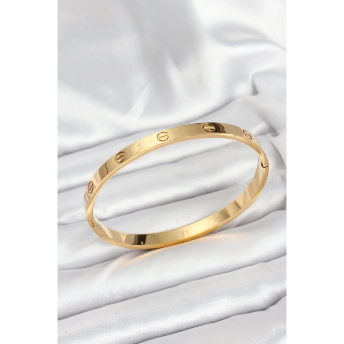 Nevamel® 316L Çelik Gold Renk 65 mm Kadın Kelepçe Bileklik 5886