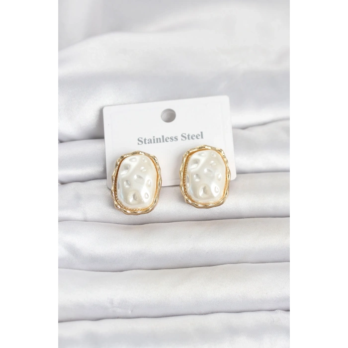 Nevamel® 316L Çelik Gold Renk İnci Model Vintage Kadın Küpe 5886