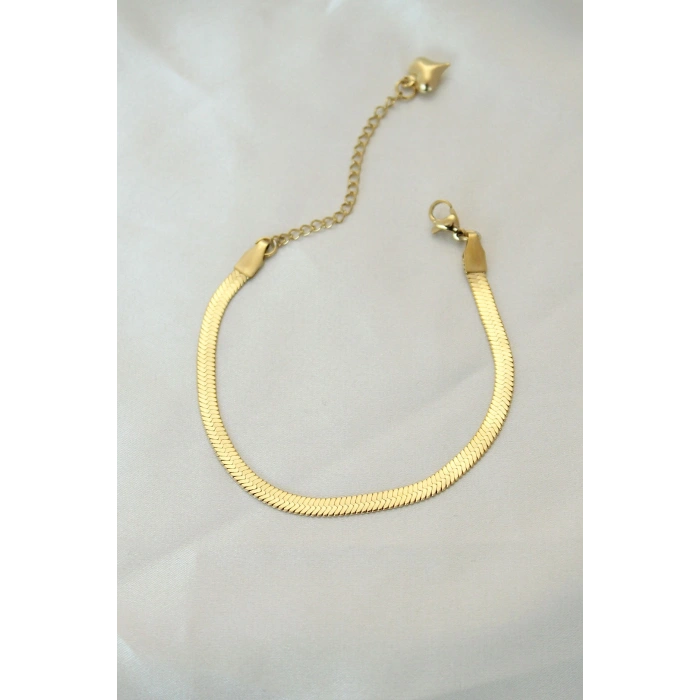 Nevamel® 316L Çelik Gold Renk İtalyan Zincirli Bileklik 5886