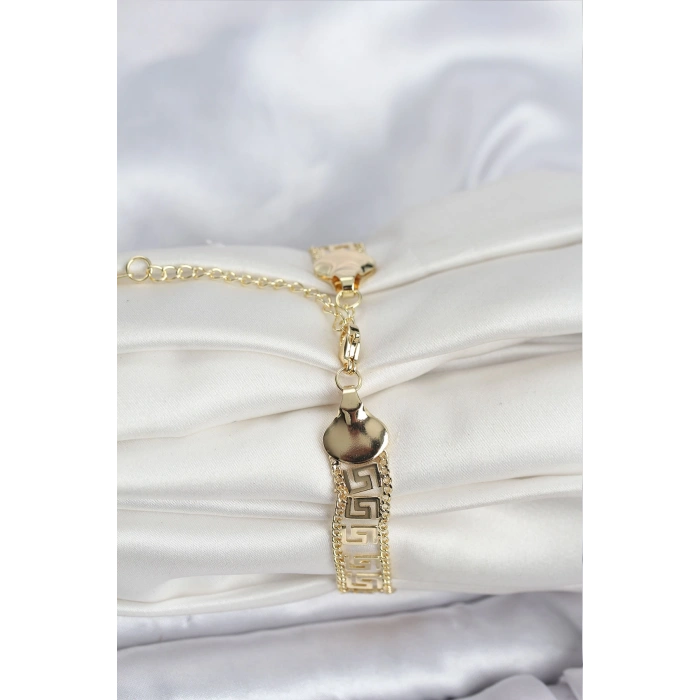Nevamel® 316L Çelik Gold Renk Labirent Model Kadın Bileklik 5886