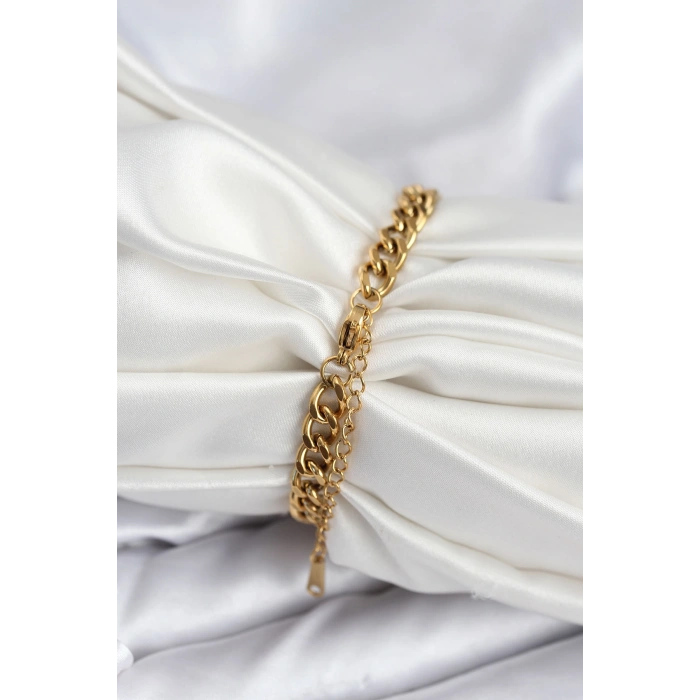 Nevamel® 316L Çelik Gold Renk Yazı Yazmaya Uygun Kadın Bileklik 5886