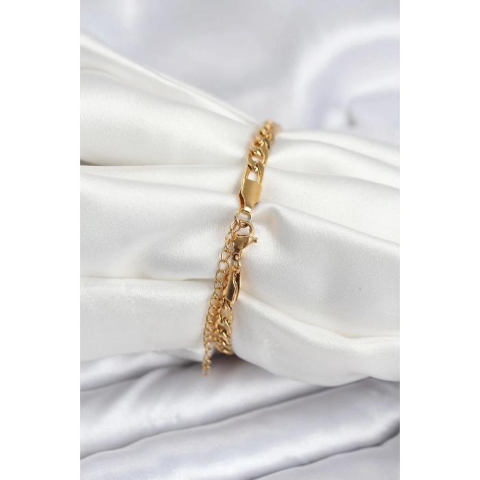 Nevamel® 316L Çelik Gold Renk Yazı Yazmaya Uygun Kadın Bileklik 5886
