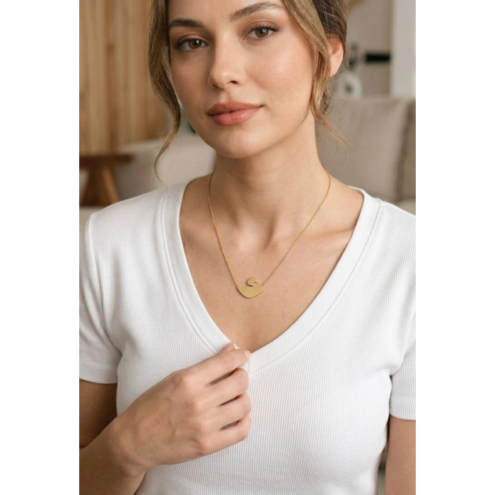Nevamel® 316L Çelik Gold Renk Zincir Kuğu Model Kadın Kolye 5886