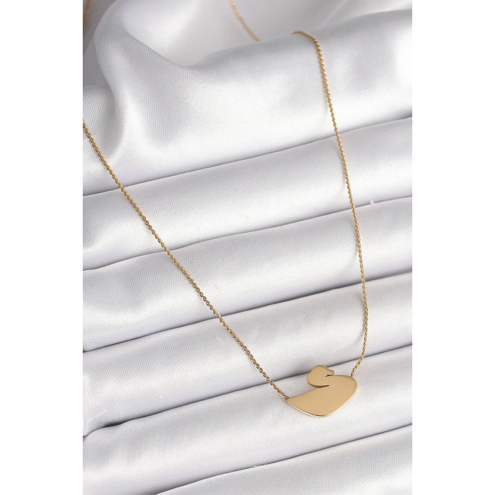 Nevamel® 316L Çelik Gold Renk Zincir Kuğu Model Kadın Kolye 5886