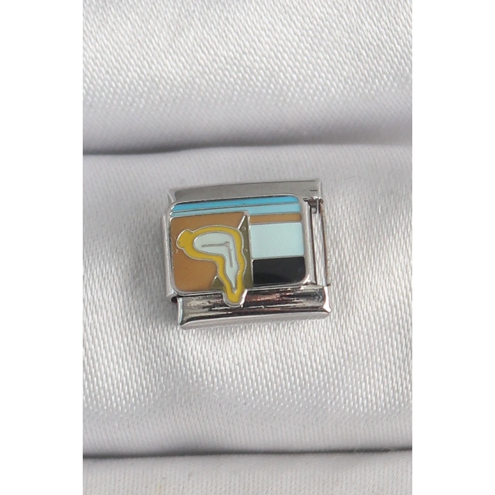 Nevamel® 316L Çelik Gümüş Renk Renkli Portre Model Nomination Charm 5886