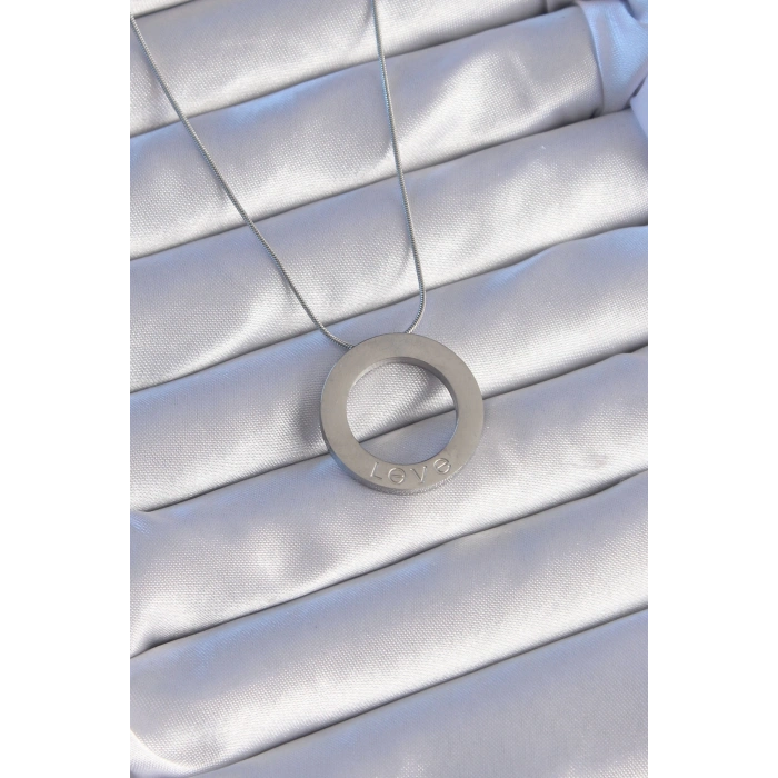 Nevamel® 316L Çelik Gümüş Renk Zirkon Taşlı Model Kolye 5886