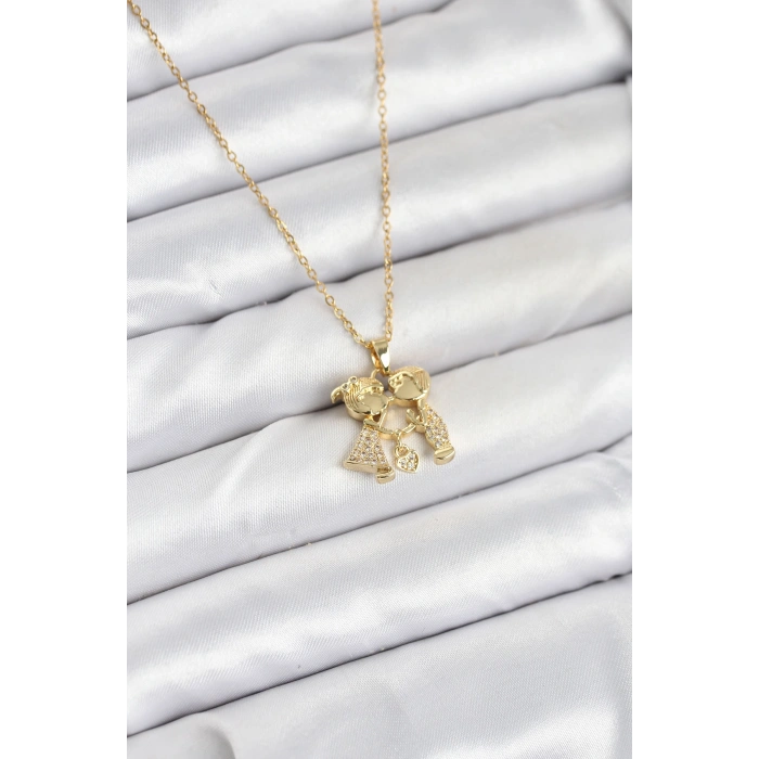 Nevamel® 316L Çelik Zincir Gold Renk Erkek Kız Model Kadın Kolye 5886