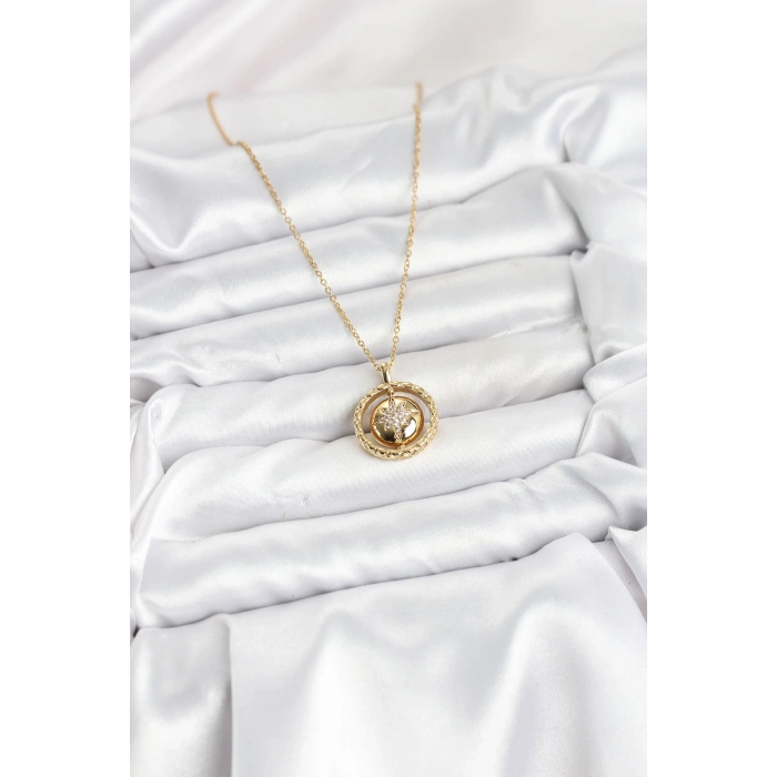 Nevamel® 316L Çelik Zincir Gold Renk Kutup Yıldızı Model Kadın Kolye 5886