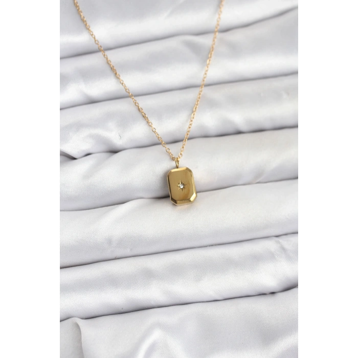 Nevamel® 316L Çelik Zincir Gold Renk Minimal Kutup Yıldızı Model Kadın Kolye 5886