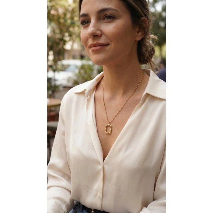 Nevamel® 316L Çelik Zincir Gold Renk Model Kadın Kolye 5886