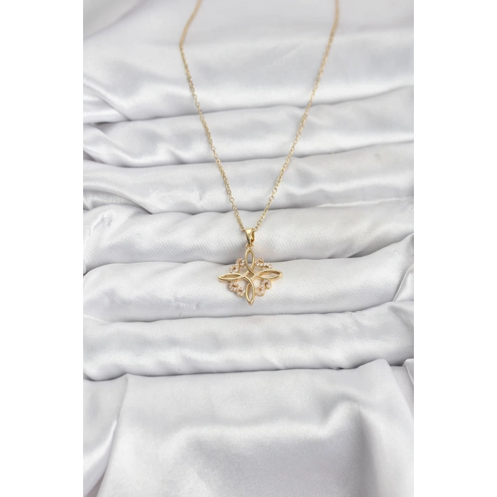 Nevamel® 316L Çelik Zincir Gold Renk Sonsuzluk Model Zirkon Taşlı Kadın Kolye 5886