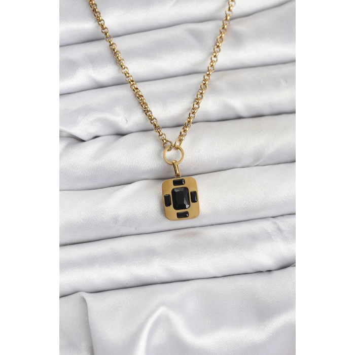 Nevamel® 316L Çelik Zincir Gold Renk Vintage Model Kadın Kolye 5886