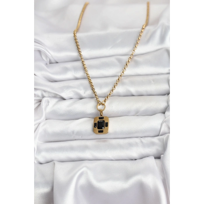 Nevamel® 316L Çelik Zincir Gold Renk Vintage Model Kadın Kolye 5886