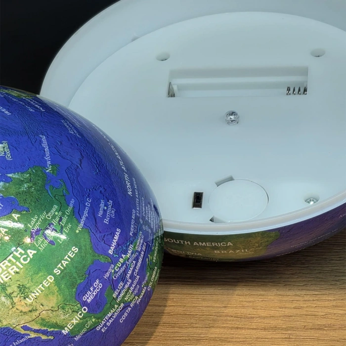 Nevamel® 360 Derece Dönen LED Işıklı Mavi Dünya Küresi