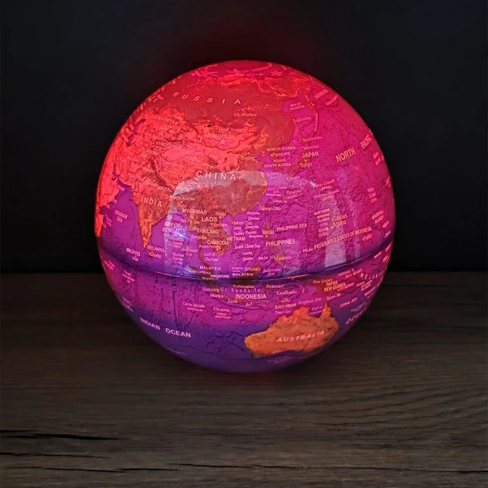 Nevamel® 360 Derece Dönen LED Işıklı Mavi Dünya Küresi