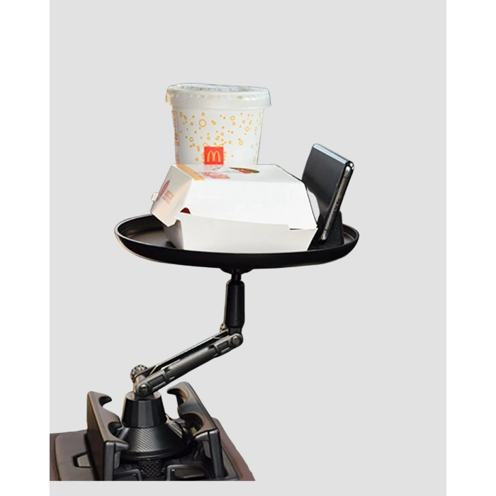 Nevamel® 360° Döner Araç Bardaklık Tepsisi Geniş Yemek Alanlı Telefon Standlı