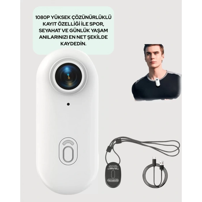 Nevamel® 360° Klipsli Manyetik Spor Kamera Yüksek Çözünürlük Yeni Nesil