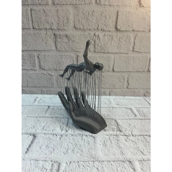 Nevamel® 3D El Formlu İnsan Figürü Gri Soyut Tasarım Dekoratif Biblo