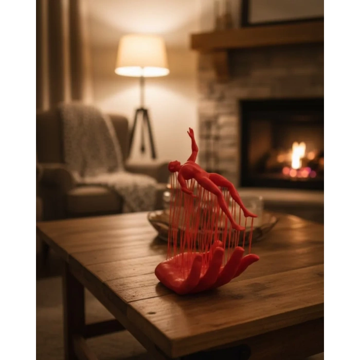 Nevamel® 3D El Formlu İnsan Figürü Kırmızı Modern Soyut Dekoratif Biblo 12x18 cm