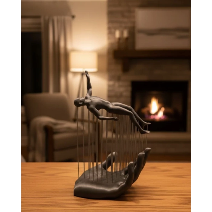 Nevamel® 3D El İnsan Figürü Gri Modern Ev ve Ofis Dekoru