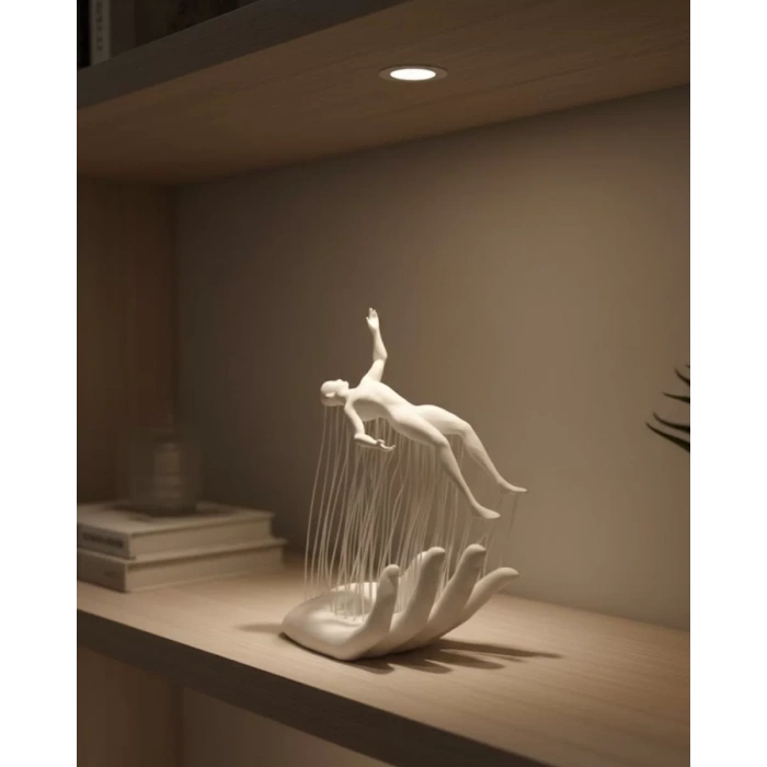 Nevamel® 3D El Üzerinde İnsan Figürü Beyaz Minimal Masa Üstü Dekor