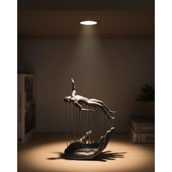 Nevamel® 3D El Üzerinde İnsan Figürü Gri Minimal Masa Üstü Dekor