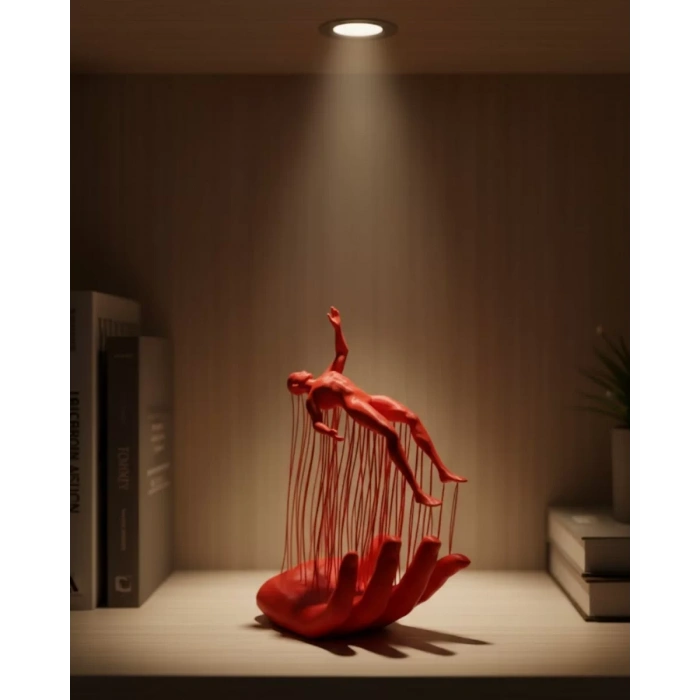 Nevamel® 3D El Üzerinde İnsan Figürü Kırmızı Sanatsal Masa Üstü Dekor 12x18 cm