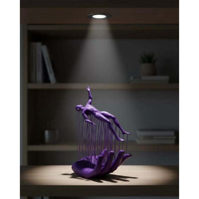 Nevamel® 3D El Üzerinde İnsan Figürü Mor Soyut Tasarım Dekor Biblo