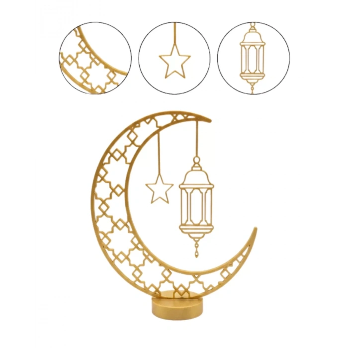 Nevamel® 3D Hilal Cami Dekor 20x20 cm Özel Baskı Masa Üstü Süs