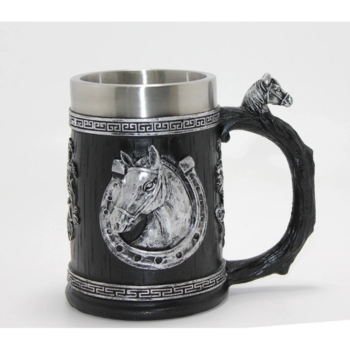 Nevamel® 3D Kabartmalı At Büstü Paslanmaz Çelik Kupa Bardak
