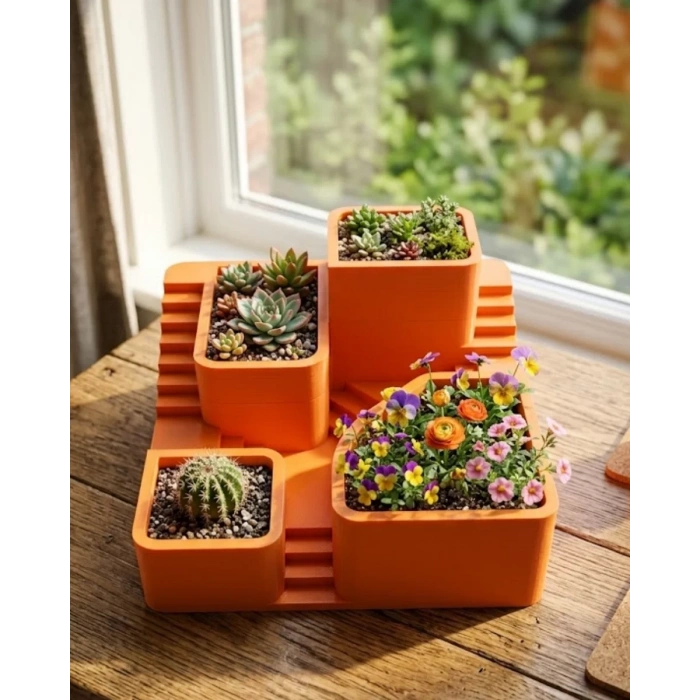 Nevamel® 3D Kaktüs Saksı Seti Çok Bölmeli Modern Dekoratif Masaüstü Bitki Standı