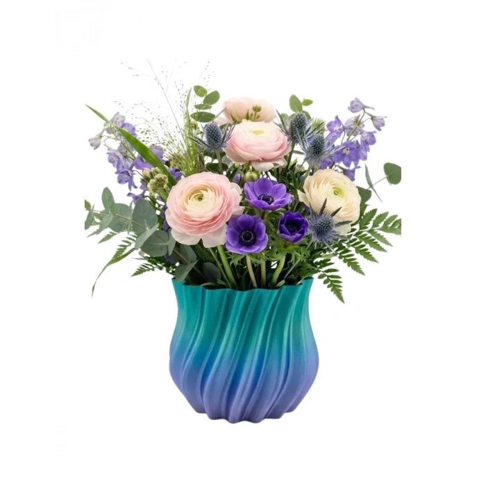 Nevamel® 3D Kıvrımlı Mavi Vazo Modern Dekoratif Şık Ev Aksesuarı