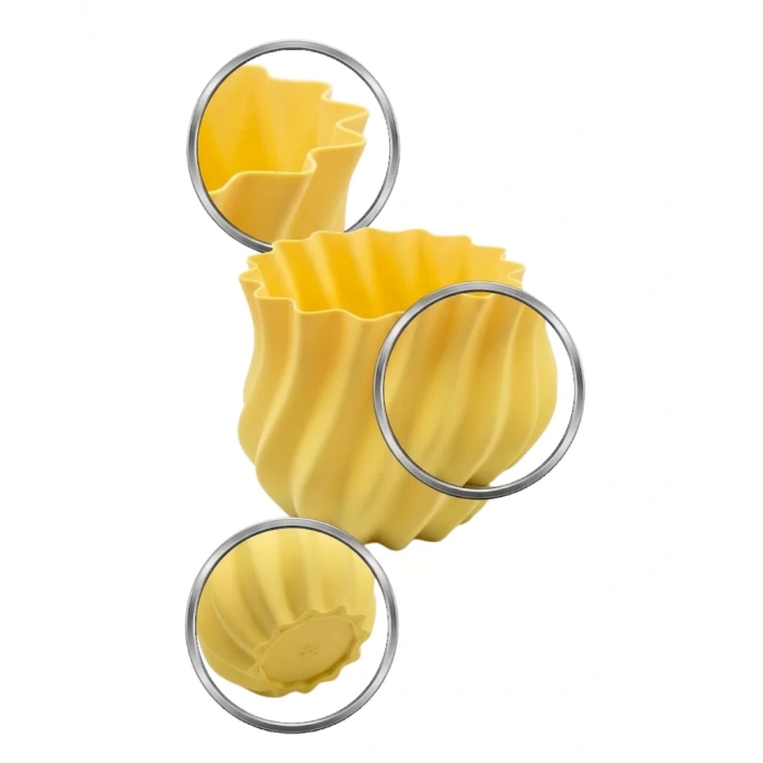 Nevamel® 3D Kıvrımlı Sarı Vazo Modern Dekoratif Ev Aksesuarı Şık Tasarım