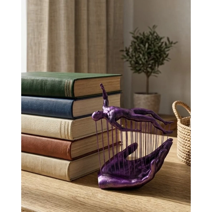 Nevamel® 3D Mor İnsan Figürü Dekoratif Duvar ve Masa Üstü Sanat Objesi