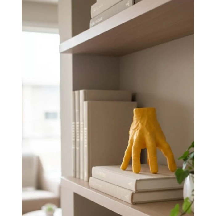 Nevamel® 3D Sarı El Dekoratif Biblo 17x16 cm Modern Ev Aksesuarı