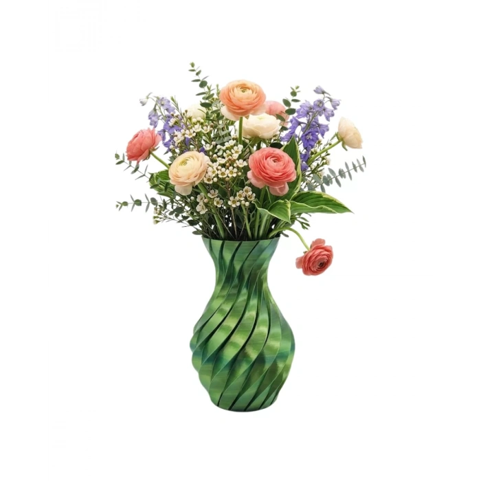 Nevamel® 3D Spiral Yeşil Vazo Modern Tasarım Dekoratif Ev Aksesuarı