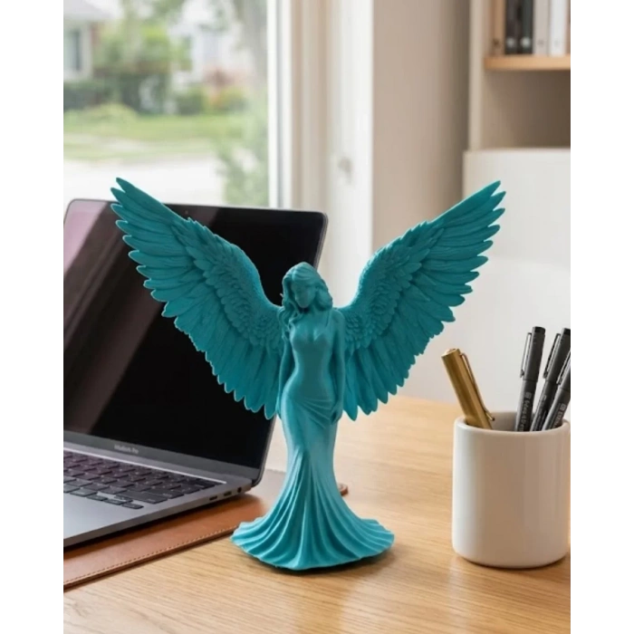 Nevamel® 3D Turkuaz Melek İnsan Biblo  Estetik Dekoratif Obje