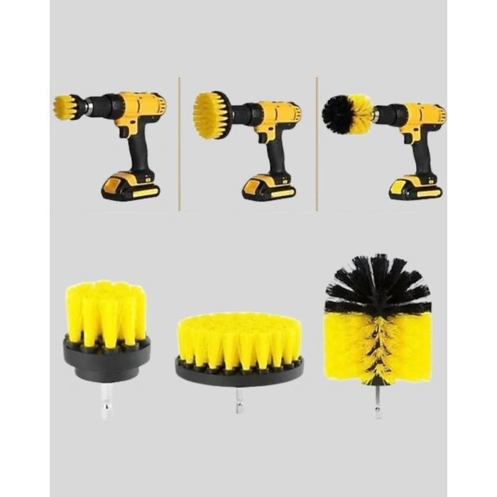 Nevamel® 3’lü Matkap Temizlik Fırçası Seti – Banyo Mutfak ve Araç Jantı İçin Etkili