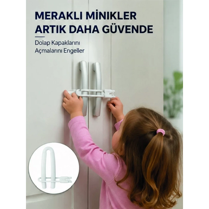 Nevamel® 4 Adet Dolap Emniyet Kilidi Çocuk Güvenliği İçin Güçlü ve Dayanıklı Set Yeni Nesil