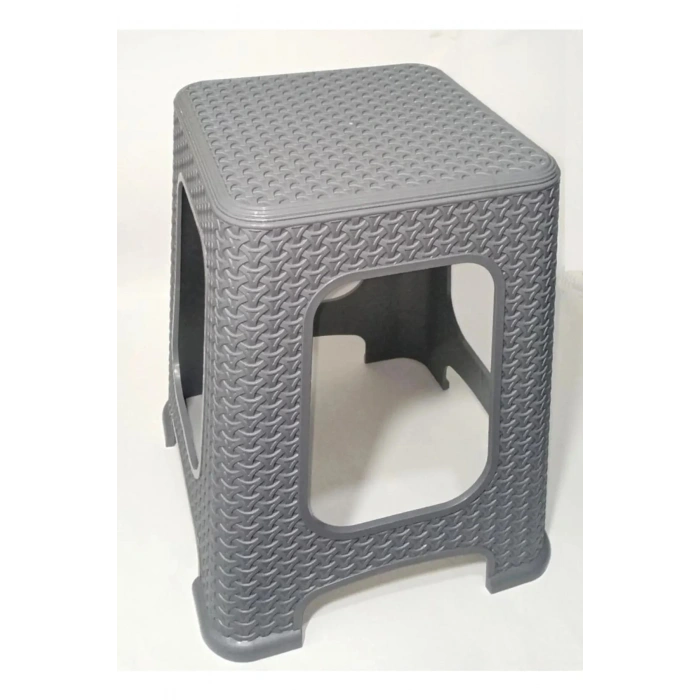 Nevamel® 4 Adet Küçük GRİ Tabure Kir Tutmaz 30 cm Hasır Örgü Uygun Alt Kuşaklı Sağlam Dizayn (1431)