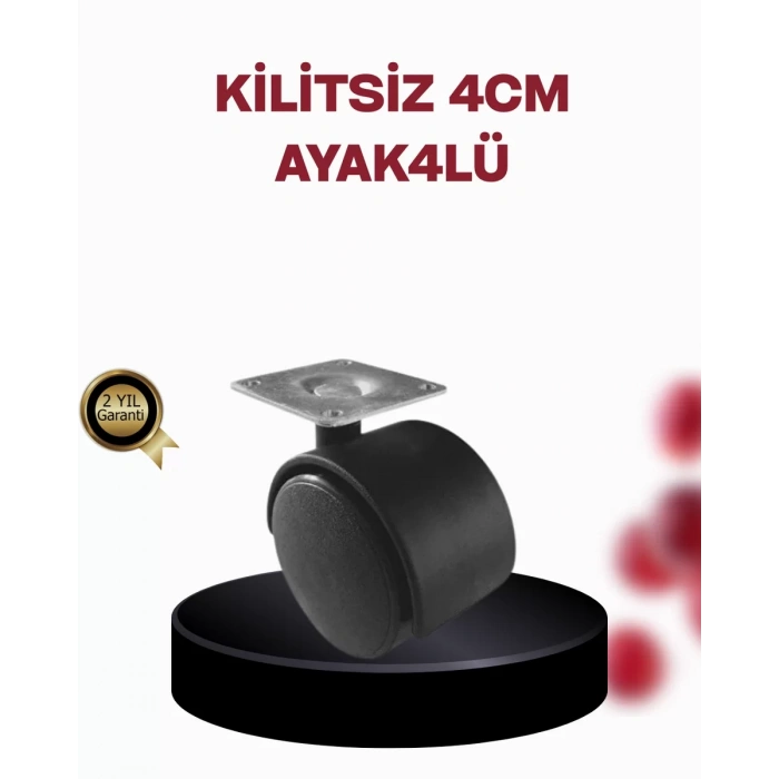 Nevamel® 4 cm Döner Ayak Kilitsiz 4 Adet Mobilya ve Sehpa Ayağı