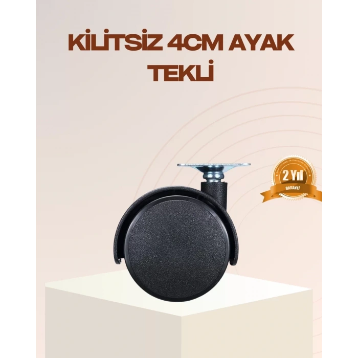 Nevamel® 4 cm Kilitsiz Mobilya Ayağı Tekli Kolay Dönen Masa ve Sehpa Ayağı