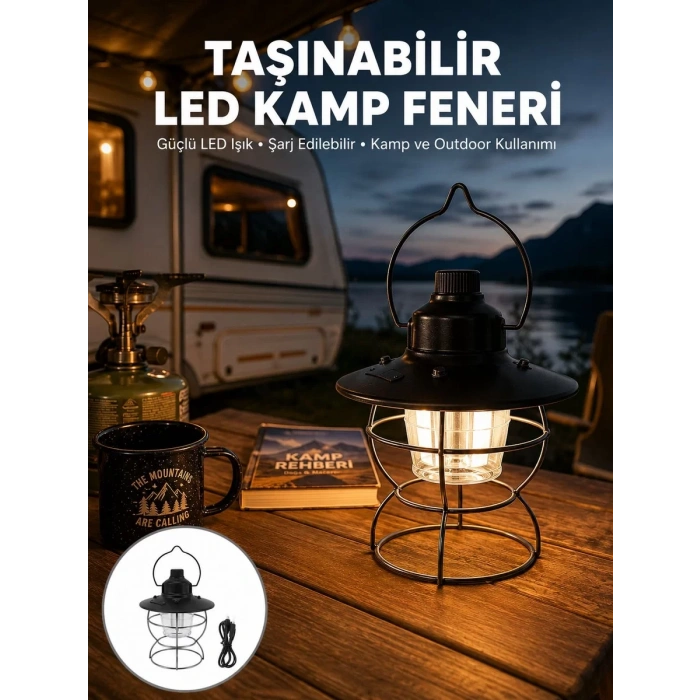 Nevamel® 4 Fonksiyonlu Dekoratif Kamp Lambası – Tungsten Ampul USB Çıkışlı Yeni Nesil