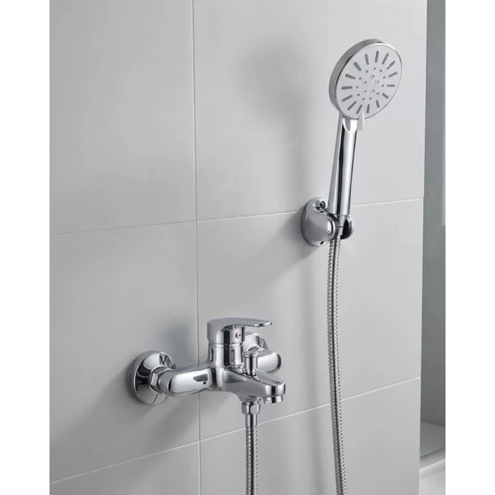 Nevamel® 4 Kademeli Krem Duş Seti El Duşu Başlığı Spiral Hortum ve Duvar Askısı