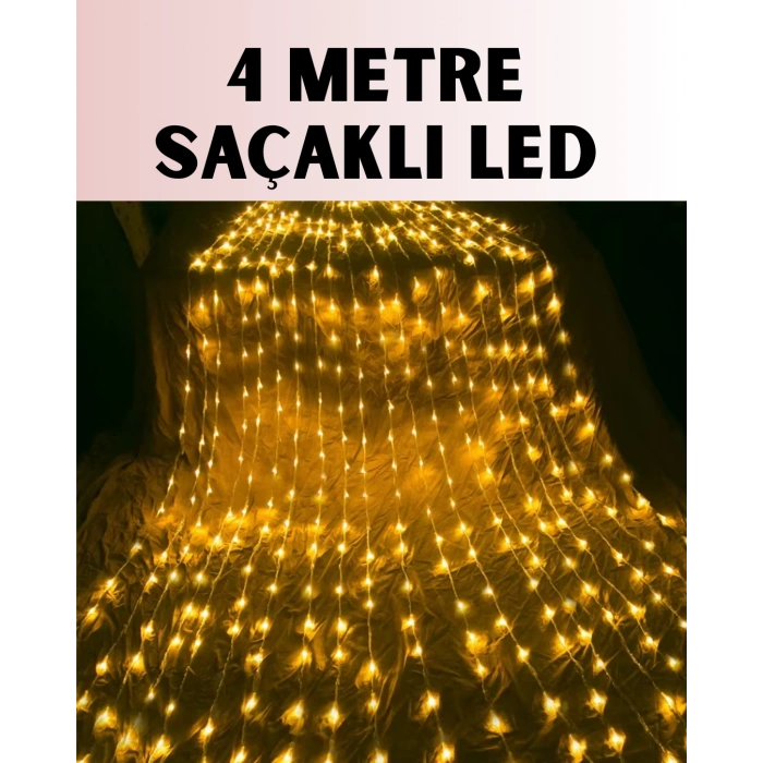 Nevamel® 4 Metre Icicle Şelale Led Yılbaşı Perde Işık Sıcak Ambiyans