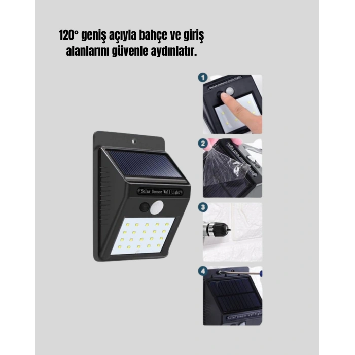 Nevamel 4 Modlu Solar LED Bahçe ve Garaj Lambası