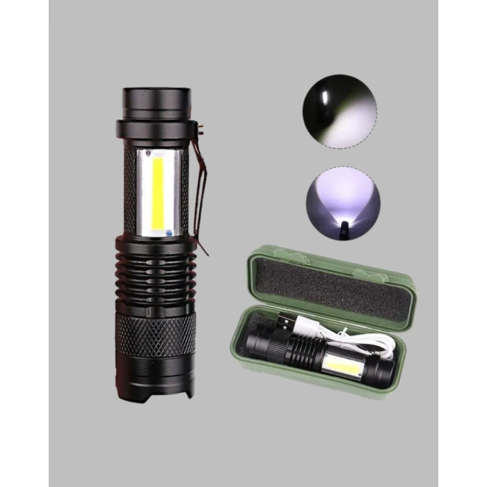 Nevamel 4 Modlu USB Şarjlı LED El Feneri Kamp ve Outdoor