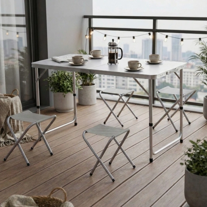 Nevamel® 4 Sandalyeli Katlanabilir Masa Seti