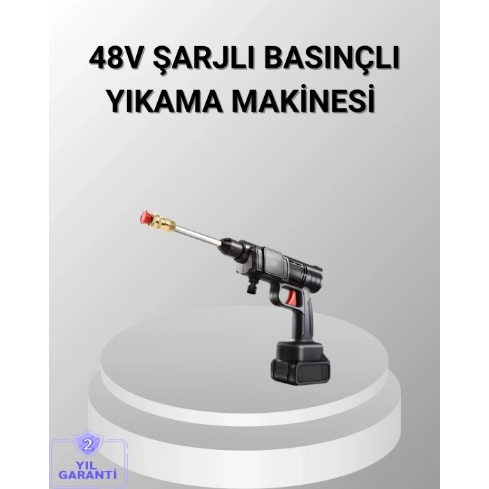 Nevamel® 48V Kablosuz Yıkama Makinesi – 2 Pil Köpük Tankı ve Ayarlanabilir